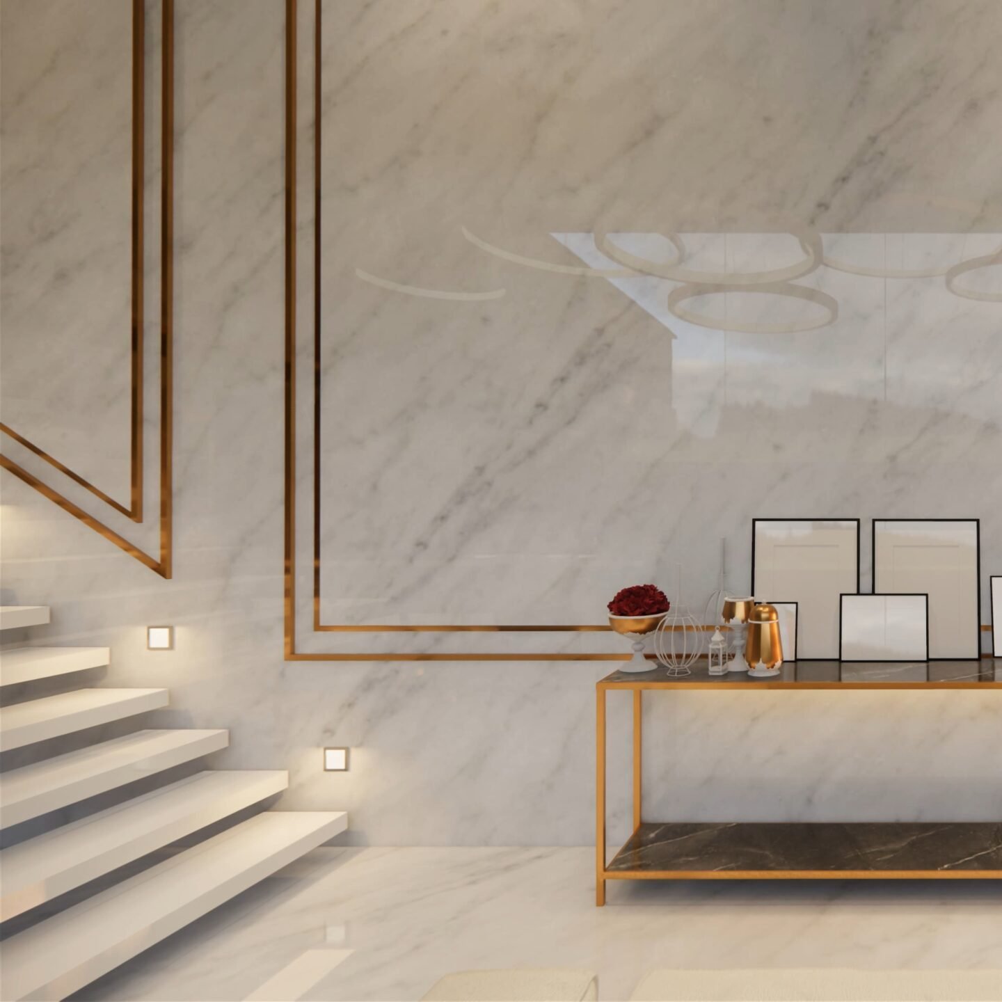 3d rendering. Interior house modern open living space with kitchen.Luxury modern style Duplex apartment residence.Home decoration luxury  interior design.